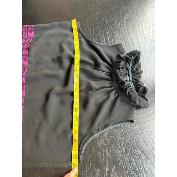 Y2K - XL - Halter- Blouse- ruffles- pink purple embroidery design- some wear - Picture 4 of 6